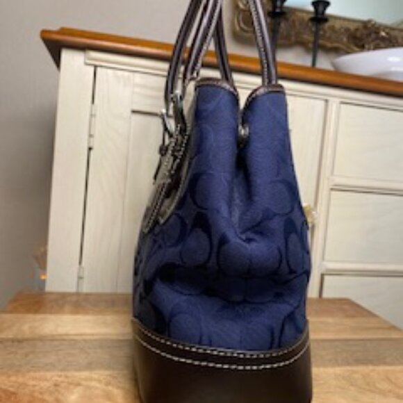 Coach Signature Sateen Handbag Navy/Espresso - G0732-F11220 - Picture 5 of 6